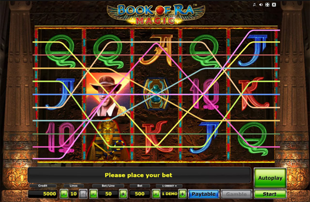 Интерфейс игрового автомата Book of Ra Magic немного отличается от классического слота Book of Ra