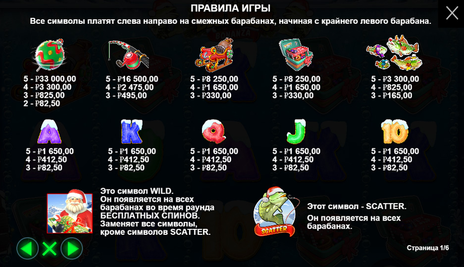 Символы и выигрышные комбинации в игровом автомате Christmas Big Bass Bonanza