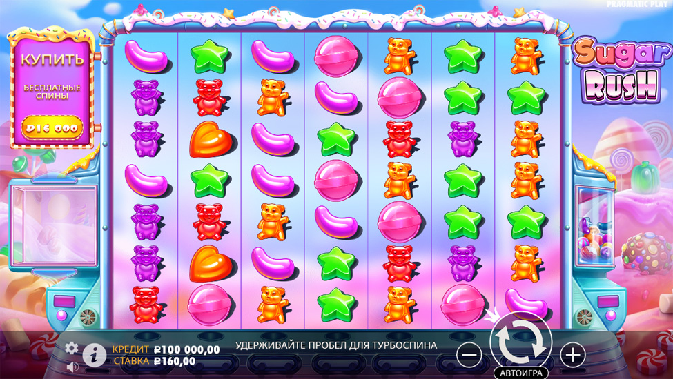 Интерфейс игрового автомата Sugar Rush