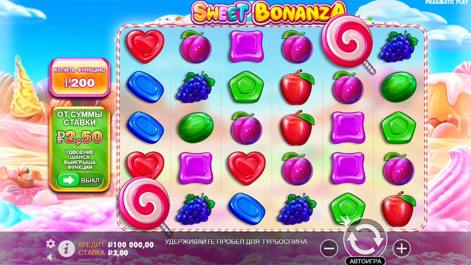 Интерфейс игрового автомата Sweet Bonanza